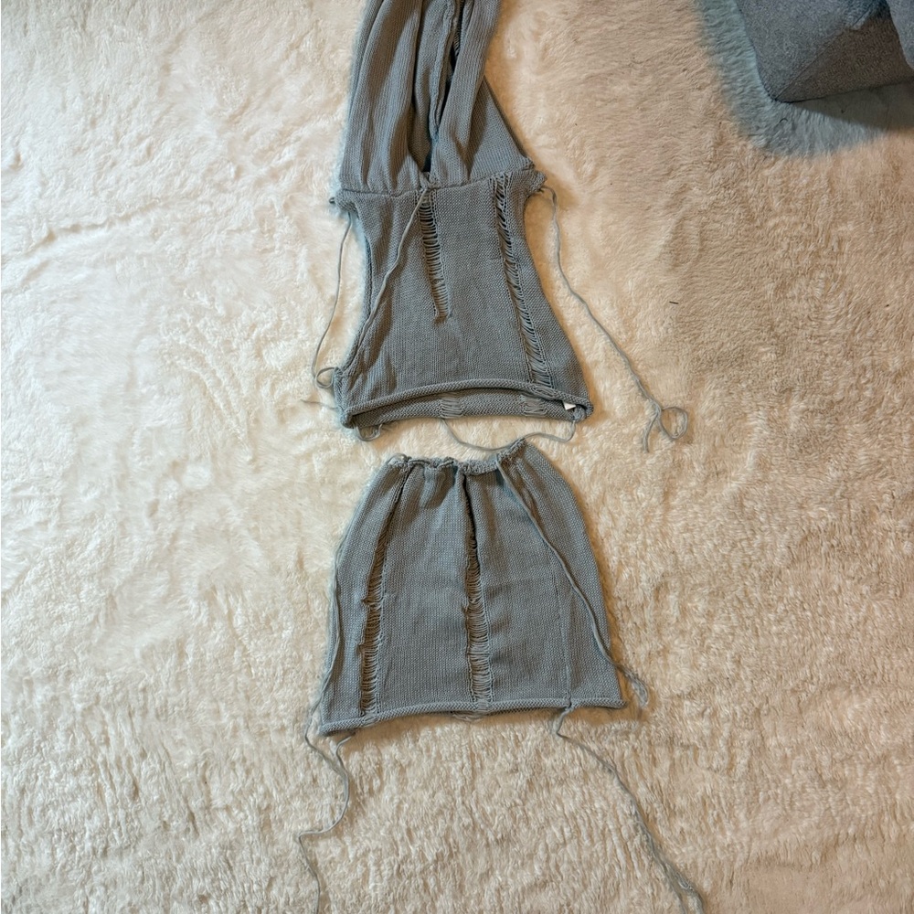 Gray Knit Two-Piece Set